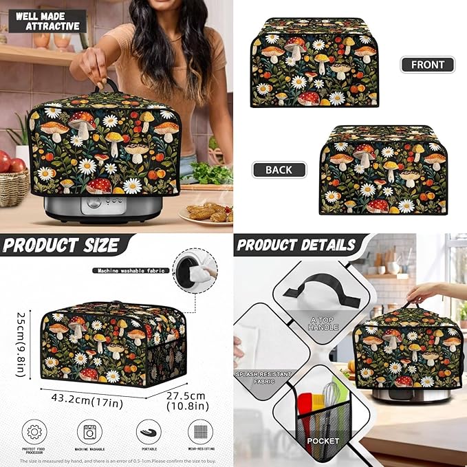 Appliance Covers for Kitchen Counter Mushroom Toaster Cover Daisy Toaster Covers 2 Slice Wide Slot Blender Covers Washable Dust Cover Kitchen Appliance Covers Slow Cooker Cooker Cover