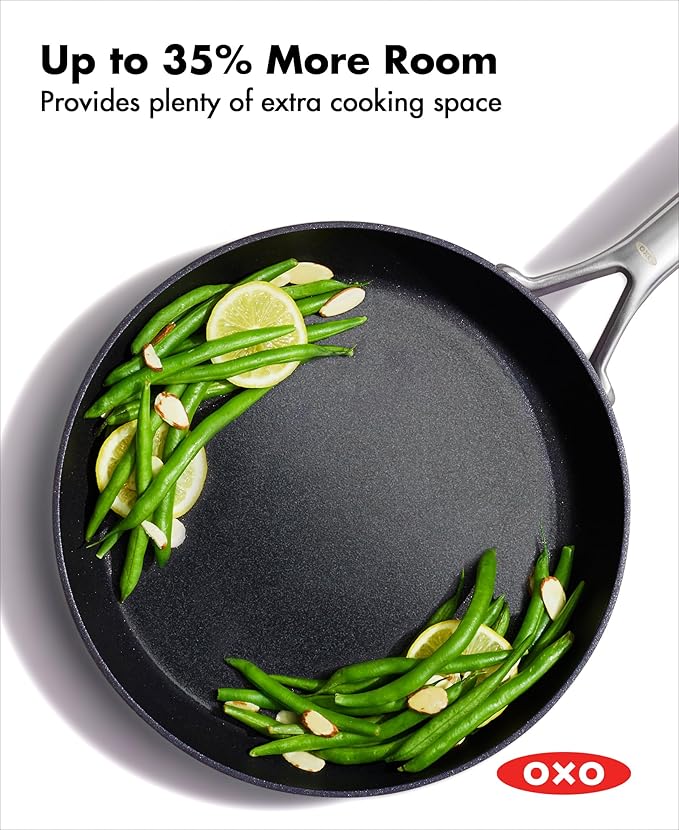 OXO Professional 5 Piece Cookware Pots and Pans Set Hard Anodized Ceramic Nonstick PFAS-Free Stainless Steel Handles Induction Suitable Diamond Reinforced Coating Dishwasher and Oven Safe Black
