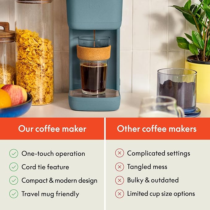 Single Serve Coffee Maker with Reusable Filter and Compact Countertop Design Personal Pod-Free Coffee Machine for Everyday Home Brewing – Bella Kitchen Collection