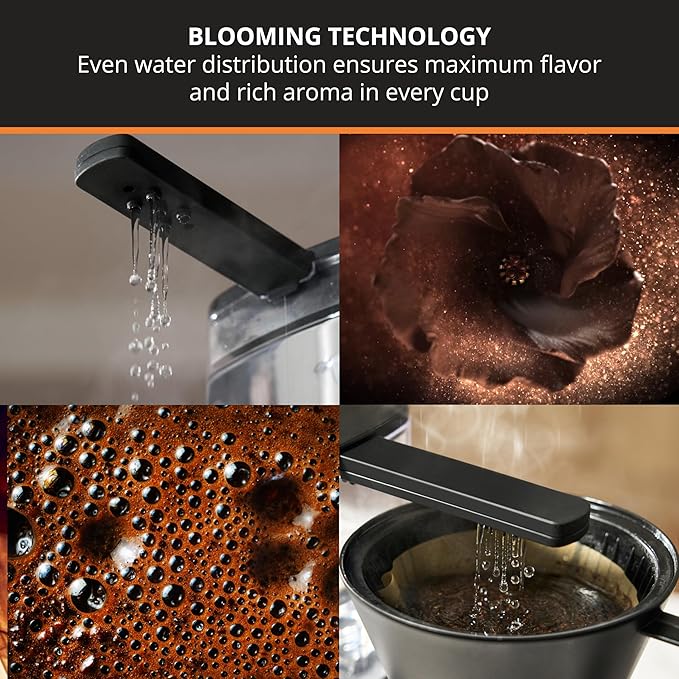 KRUPS Essential Brewer 8 Cup Drip Coffee Maker Machine SCA-Certified Blooming Technology Barista-Quality Pour Over Coffee Machine Easy to Clean Stainless Steel Design Silver