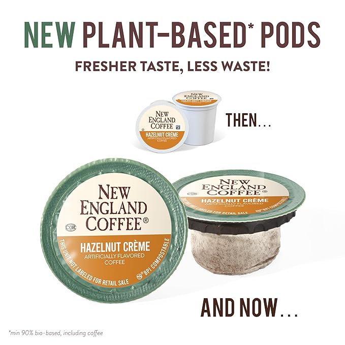 New England Coffee Hazelnut Crème Medium Roast Single Serve Pods 12ct Box (Pack of 6)