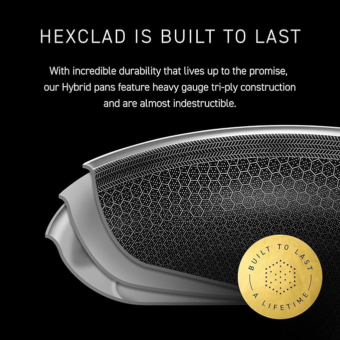 HexClad Hybrid Nonstick 6-Piece Pot Set with 2 Silicone Trivets 2 3 and 8-Quart Pots with Tempered Glass Lids Stay-Cool Handles Dishwasher-Friendly Induction Ready Compatible with All Cooktops