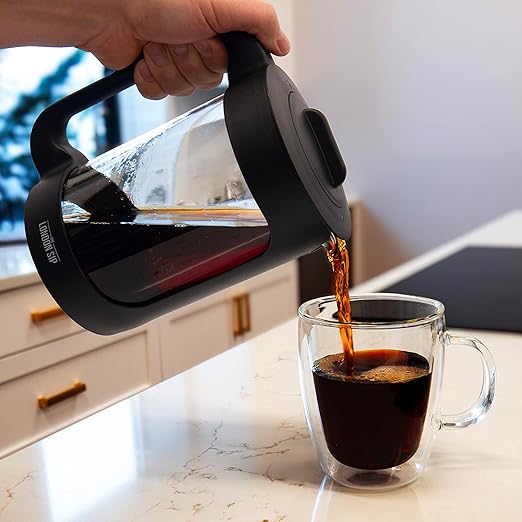 The London Sip Cold Brew Coffee Maker 1500ml Cold Brew Pitcher with 304 Stainless Steel Filter Borosilicate Glass Iced Coffee Pitcher with Handle &amp Pour Spout Reusable Cold Brewer for Coffee &a