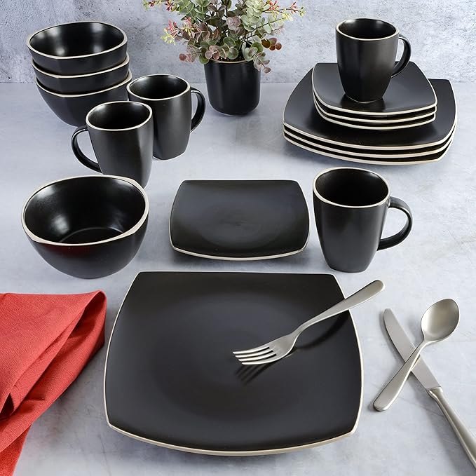 Gibson Soho Lounge Dinnerware Set Service for 4 (16pcs) Matte Black
