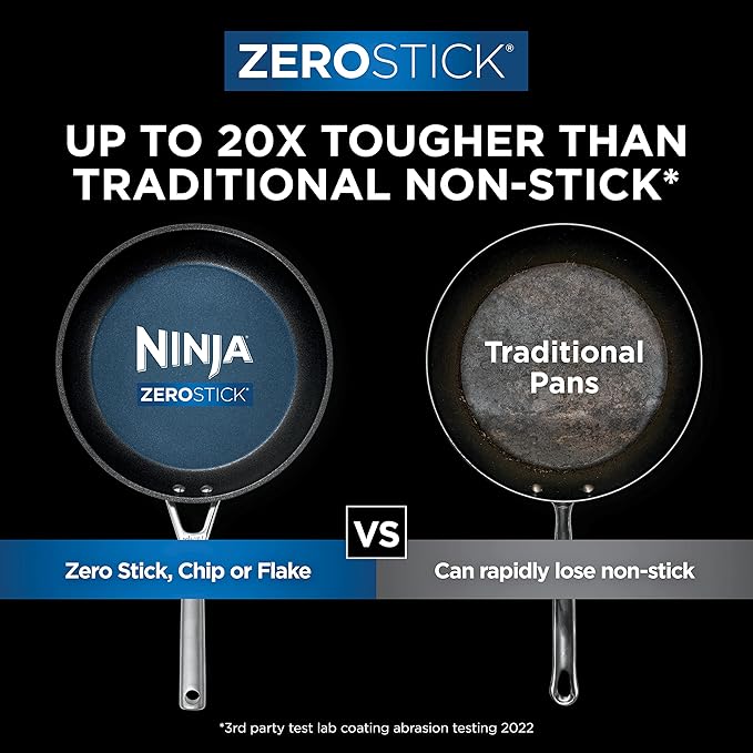 Ninja ZEROSTICK Premium 5-Piece Pan Set Long Lasting Non-Stick 3x Saucepans with Glass Lids 1x Milk Pan 1x Frying Pan Hard Anodised Aluminium Induction Compatible Grey C35000UK