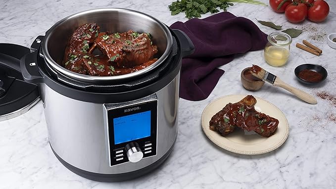 Zavor LUX LCD 6 Quart Programmable Electric Multi-Cooker: Pressure Cooker Slow Cooker Rice Cooker Yogurt Maker Steamer and more - Stainless Steel (ZSELL02)