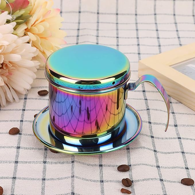 Pongnas Coffee Filter Drip Coffee Maker Mini Coffee Maker Stainless Steel Coffee Drip Household Portable Coffee Pot Reusable Coffee Dripper Maker with Handle for Office Home Travel