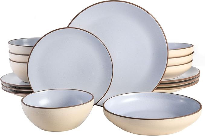 Gibson Elite Contempo Classic Double Bowl Dinnerware Set Service for 4 (16pcs) Light Blue