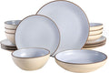 Gibson Elite Contempo Classic Double Bowl Dinnerware Set Service for 4 (16pcs) Light Blue