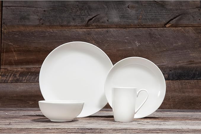Fortessa Caldera Porcelain 16 Piece Dinnerware Set Service for 4 Ivory
