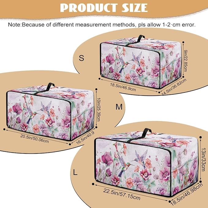 Purple Hummingbird Toaster Oven Cover Heavy Duty Heat-resistant Waterproof Dust-Proof Protective Case with Side Pockets for Bake Air Fry Toaster Oven