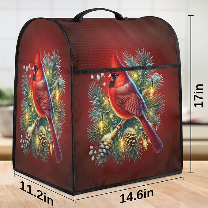 cfpolar Kitchen Aid Mixer Cover Compatible with 6-8 Quarts Cardinal Holly Christmas Stand Mixer Cover Kitchen Aid Mixers Accessories Appliance Organizer Bag Dust Covers with Zipper Pocket
