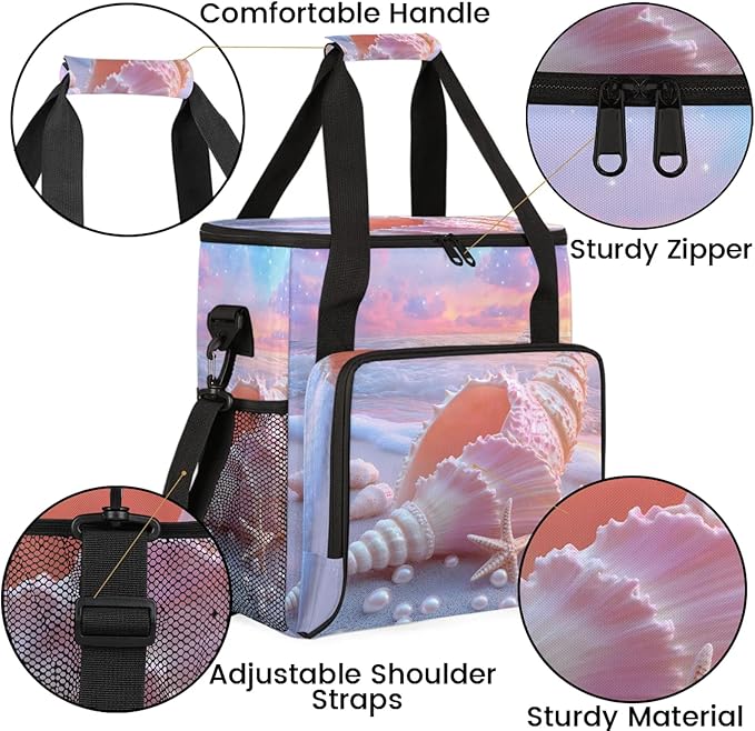 Starfish Coffee Maker Travel Bag Cute Insulated Grocery Bag Travel Picnic Leakproof Cooler Bags With Shoulder Strap