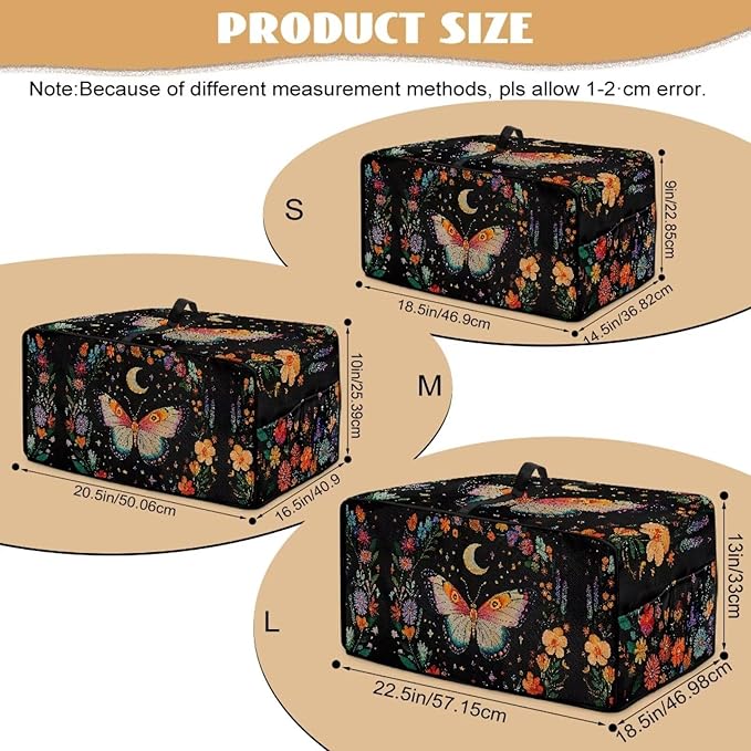 Butterfly Flower Toaster Oven Cover Heavy Duty Heat-resistant Waterproof Dust-Proof Protective Case with Side Pockets for Bake Air Fry Toaster Oven Easy Maintenance