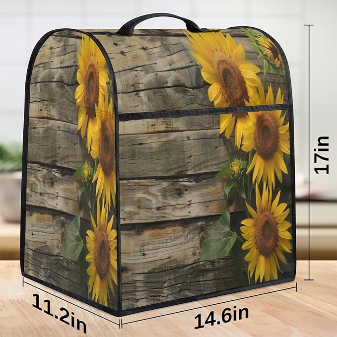 cfpolar Kitchen Aid Mixer Cover Compatible with 6-8 Quarts Board Yellow Sunflower Stand Mixer Cover Kitchen Aid Mixers Accessories Appliance Organizer Bag Dust Covers with Zipper Pocket