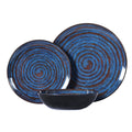 Melamine Dinnerware Set 12-Piece Plates and Bowls Set Blue Threaded Plastic Dishes Set Service for 4 BPA-Free Dishwasher Safe