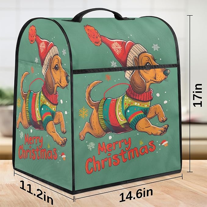 cfpolar Kitchen Aid Mixer Cover Compatible with 6-8 Quarts Christmas Hat Cute Dog Stand Mixer Cover Kitchen Aid Mixers Accessories Appliance Organizer Bag Dust Covers with Zipper Pocket