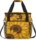 Floral Sunflowers Coffee Maker Travel Bag for Keurig K-Mini/K-Mini Plus Insulated Waterproof Tote with Pockets for K-Cup Portable Single-Serve Brewer Case