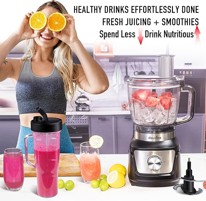 Food Processor Blender Combo3-1 Countertop Blender with 8-cup Processor BowlGrinder24oz To-Go Lid Cup1000W Blenders for Kitchen with Smoothies&ampShakes Electric Cheese Grater/ShreddingDough