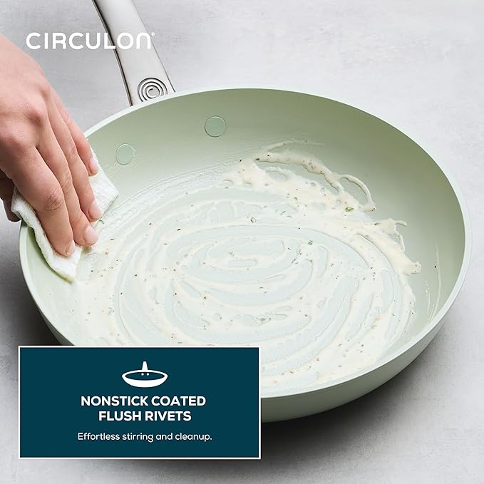Circulon Halo with LaserDefense Ceramic Nonstick Frying Pan Made without PFAS Compatible with All Stovetops Dishwasher and Oven Safe 10 Inch Skillet - Sage