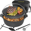 NATIVO 6QT Pre-Seasoned Outdoor Cast Iron Dutch Oven Pot with Multipurpose Lid Dutch Oven for Camping and Outdoor Cooking using Fire and Coals With Legs and Reversible Lid Grill