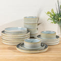 TheTerra Ceramic Dinnerware Sets for 6 18 Pieces Porcelain Lightweight Speckled Plates and Bowls Sets Scratch Resistant Dish Set Oven &amp Microwave &amp Dishwasher Safe Illusion Blue