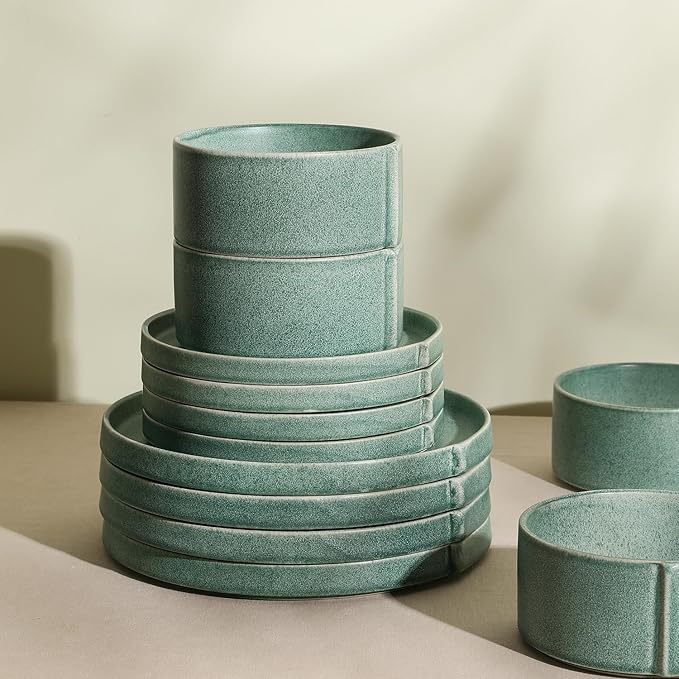 Stone Lain Bao 24-Piece Dinnerware Set Stoneware Green