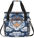 Fierce Tiger Print Coffee Maker Travel Bag for Keurig K-Mini/K-Mini Plus Insulated Waterproof Tote with Pockets for K-Cup Portable Single-Serve Brewer Case