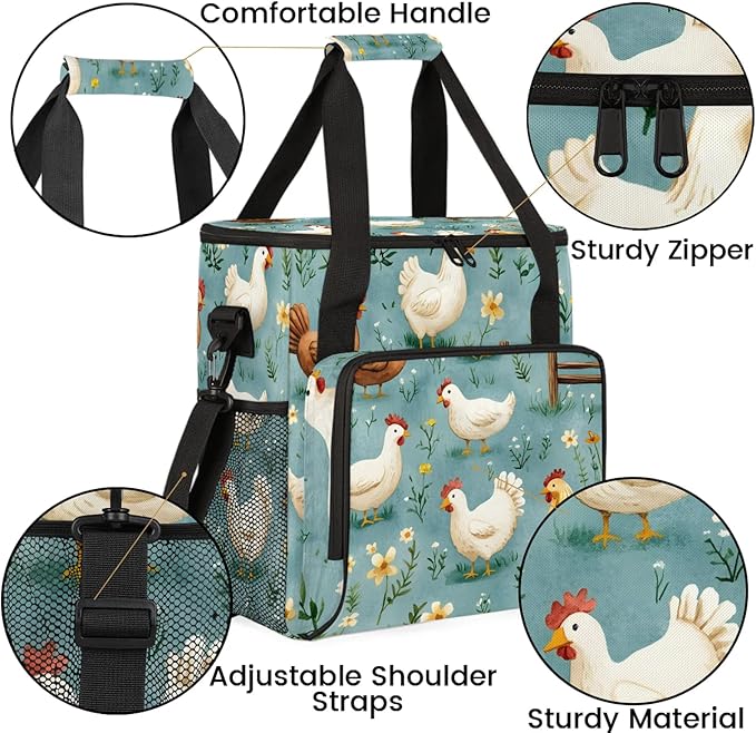 Chicken Coffee Maker Travel Bag Animal Insulated Grocery Bag Travel Picnic Leakproof Cooler Bags With Shoulder Strap