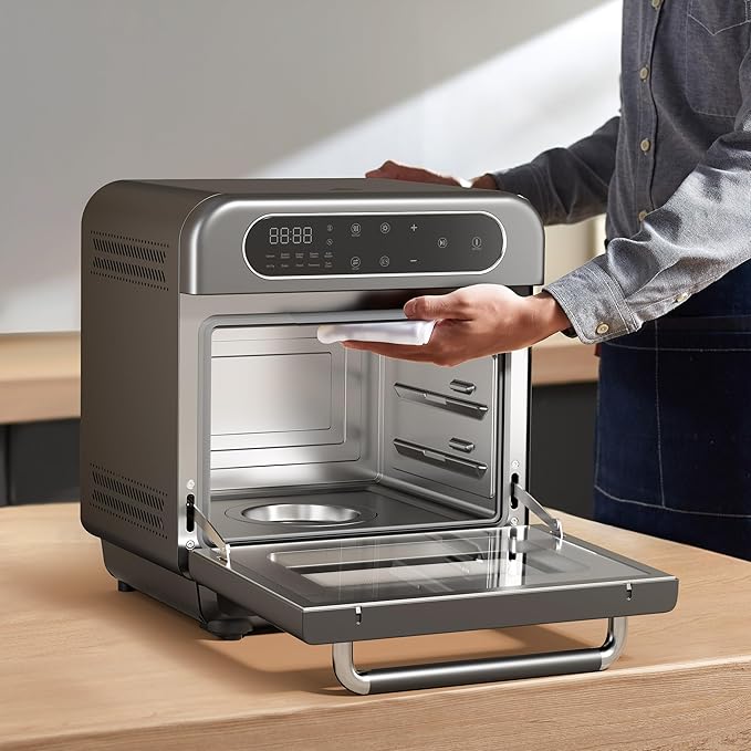 CIARRA 8-in-1 Steam Oven Countertop with Air Fryer 13QT Mini Convection Toaster Oven with Steam Rapid Steam Air Fry Vapor Bake Steam Clean Bake Dried Ferment Grey