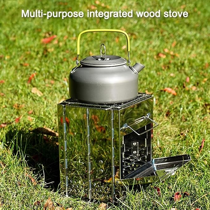 Stainless Steel Integrated Outdoor Folding Grill Charcoal Stove Cookware Set Cookware Picnic Boiler Cookware