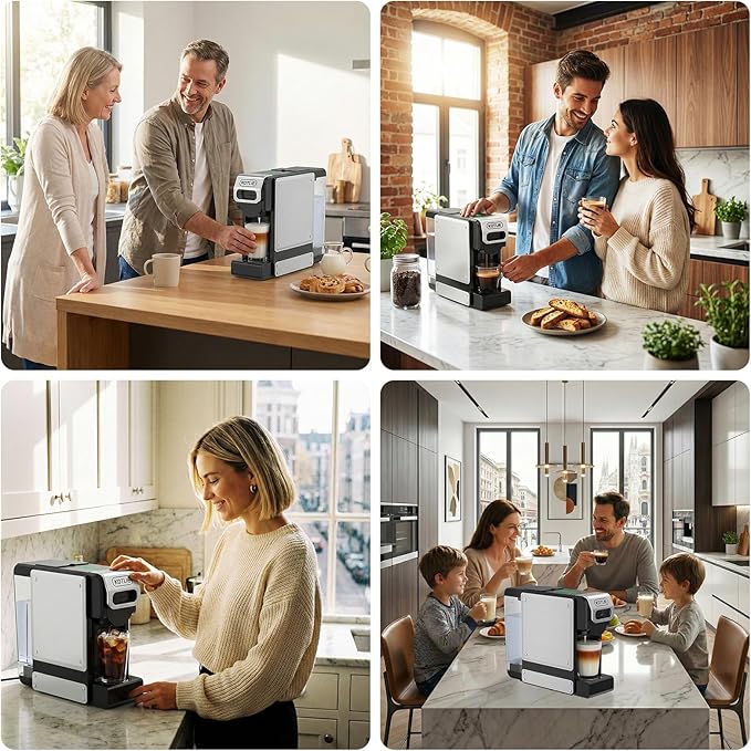 KOTLIE Single Service Coffee Maker for K*cup/Dol*e Gu*to/Ne*presso Original and Ground Coffe34 oz7 Water LevelsCompact Coffee MakerST-550 (Black)