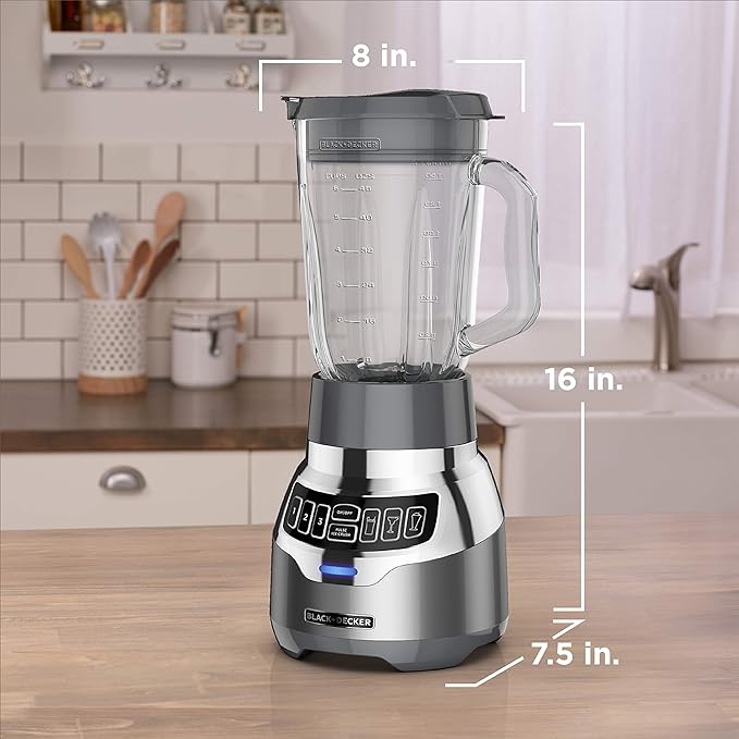 BLACK+DECKER PowerCrush Digital Blender with Quiet Technology Stainless Steel BL1300DG-P
