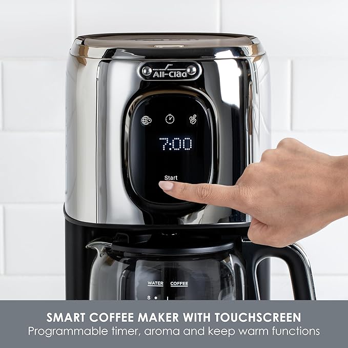 All-Clad Majestuo Stainless Steel Coffee Maker Keep Warm Function 1000 Watts Programmable Timer Removable Water Tank Silver