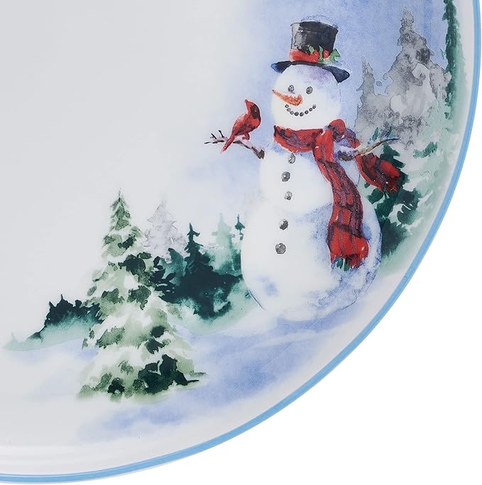 Mikasa Snowman Forest Chip Resistant 12 Piece Dinnerware Set Service for 4