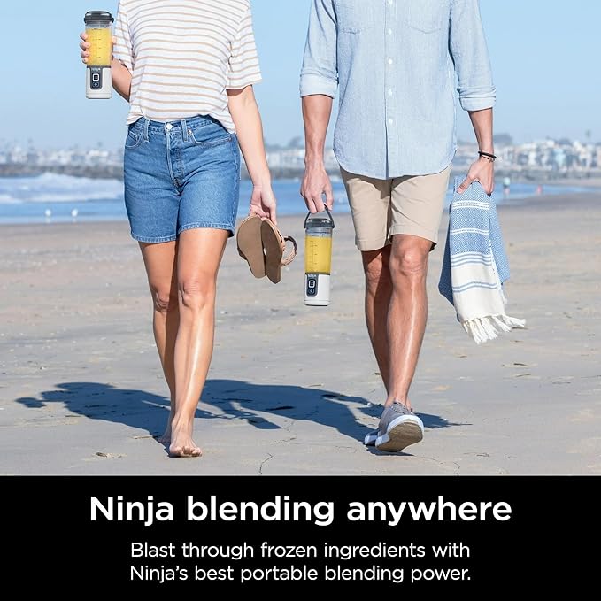 Ninja Blast 16 oz. Personal Portable Blender with Leak Proof Lid and Easy Sip Spout Perfect for Smoothies Cordless USB-C Rechargeable Dishwasher Safe Parts (Renewed) (White)