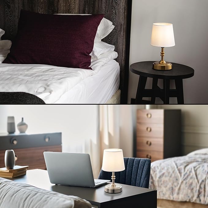 O’Bright Seraph mini – Cordless LED Table Lamp with Dimmer Built-in Rechargeable Battery 3-Level Brightness Patio Table Lamp Bedside Night Lamp Ambient Light for Restaurant Antique Brass