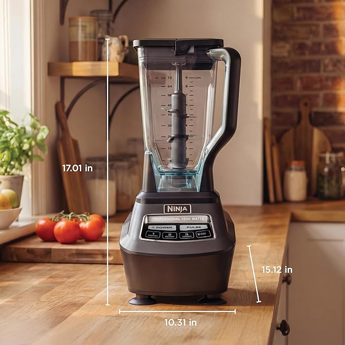 Ninja Kitchen System | All-in-One Food Processor &amp Blender for Smoothies | Includes Pitcher (2) 16 oz. To-Go Cups &amp 8-Cup Bowl | Makes Salsa Dough Shakes &amp Frozen Drinks | 1500W | Blac