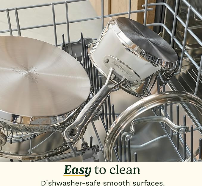 Cuisinart Chef’s Classic 11-Piece Stainless Steel Pots and Pans Set Cookware Set Compatible with Induction Electric Gas Cooktops Aluminum Core for Even Heat Cool Grip Handles Dishwasher Safe