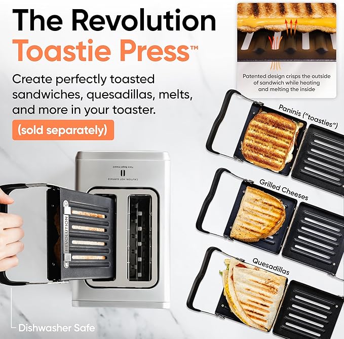 Revolution R180 Connect Plus Smart Toaster with Touchscreen – Choose from 40+ Bread Types 7 Browning Levels &amp Toastie Press Mode – Digital Picture Frame Weather Widget and Clock
