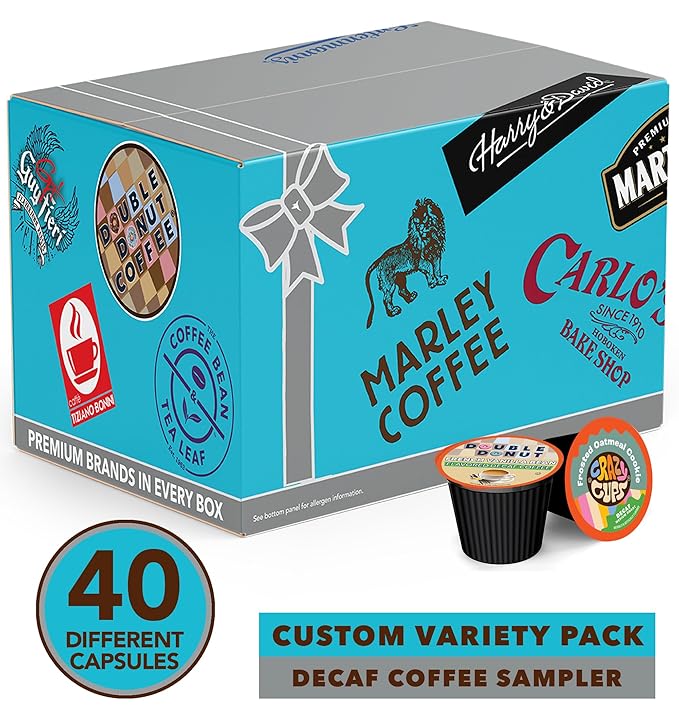 Flavored Decaf Coffee Pods Variety Pack Great Mix of Decaffeinated Coffee Pods Compatible with all Keurig K Cups Brewers 40 Count Bulk Pack