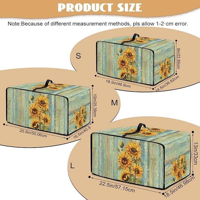 Doojoayie Sunflower Appliance Covers 6 Slice Toaster Cover Universal Fit Kitchen Small Appliance Dust Protector Compatible with Toaster Oven/Bread Machine/Air Fryer