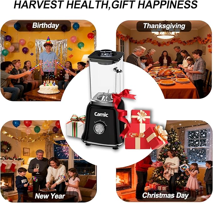 Glass Blenders for Kitchen with 750W 54Oz. Countertop Blender Glass Jar Food Processor Combo BPA-Free Blender for Smoothies Ice CrushNuts Frozen Drinks and Fruits (Black)
