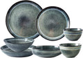 Dinner SetPorcelain Dinnerware Sets Retro Kiln Changing Glaze 30 Pieces Ceramics Dinner Combination Set | Cereals Bowls and Steak Plates Sets for Restaurant