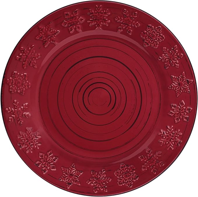 Pfaltzgraff Trellis Snowflakes 12 Piece Dinnerware Set Service For 4 Red