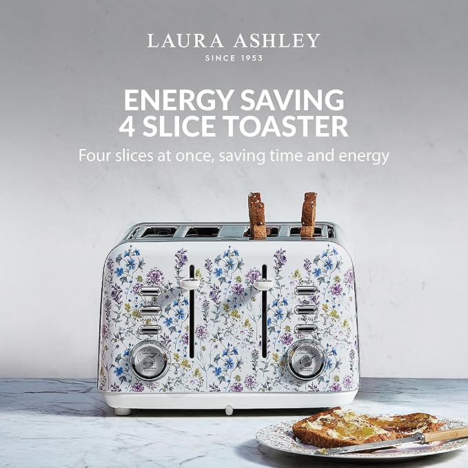 VQ Laura Ashley Stainless Steel 4 Slice Toaster Wild Meadow