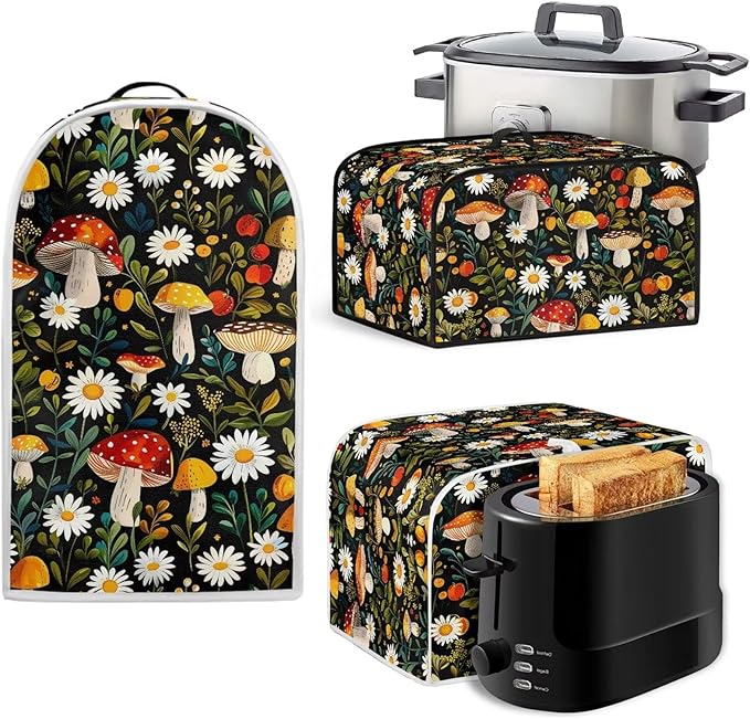 Appliance Covers for Kitchen Counter Mushroom Toaster Cover Daisy Toaster Covers 2 Slice Wide Slot Blender Covers Washable Dust Cover Kitchen Appliance Covers Slow Cooker Cooker Cover