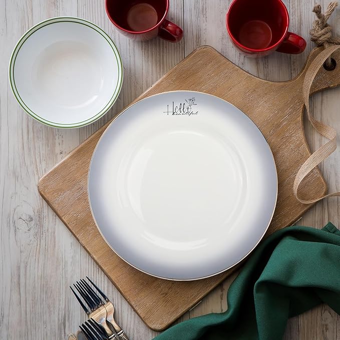 Fine Bone China Dinner Plates10.5-inch Smoky Gray Sradient Rendering Plates 24k Gold-plated Dinnerware SetsElegant ArtworksSuitable for Families with Tastewith Gift Box Packaging