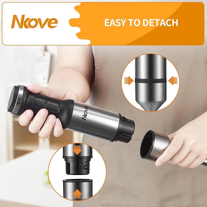 Immersion Blender Handheld Corded Hand Blenders 5 in 1 Set 800W Stainless Steel Stick Blender Turbo Mode with 600 ml Mixing Beaker with Lid 400 ml Chopper Whisk Milk Frother BPA-Free