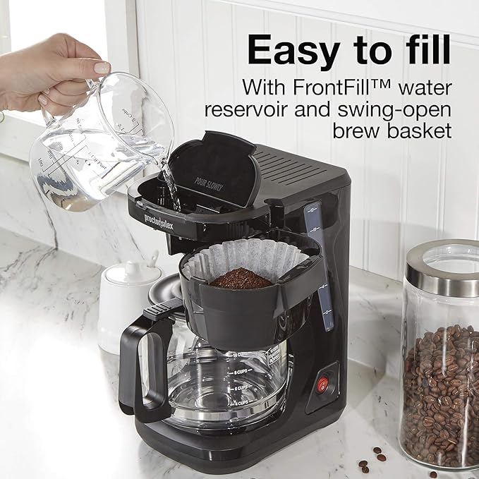 Proctor Silex FrontFill Drip Coffee Maker &amp 2-Slice Toaster with Extra Wide Slots for Bagels Cool-Touch Walls Shade Selector Toast Boost Auto Shut-off and Cancel Button Black (22305)